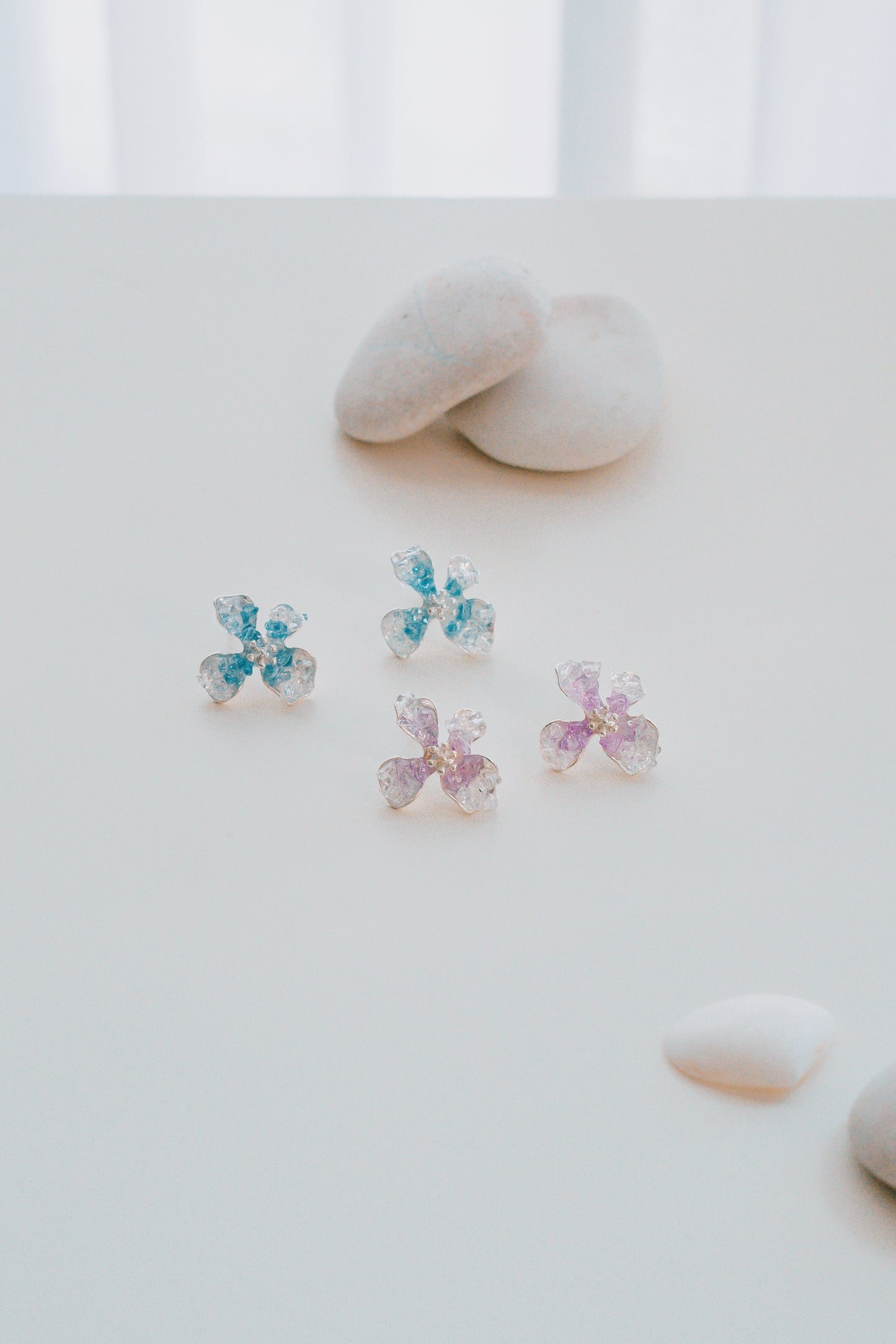 925 Silver Hanley Floral Earrings (Birch Blue)