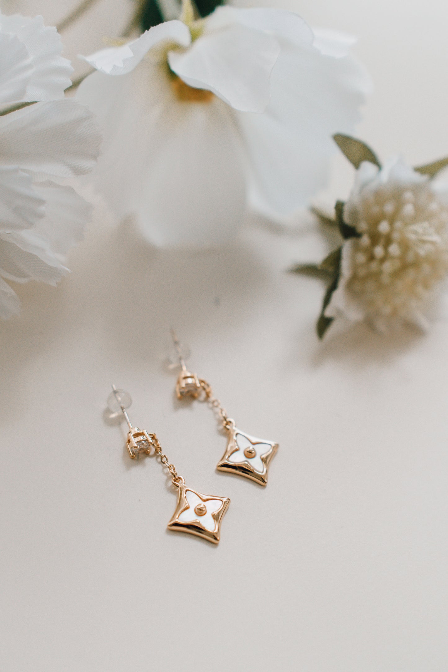 925 Silver Clover Drop Earrings