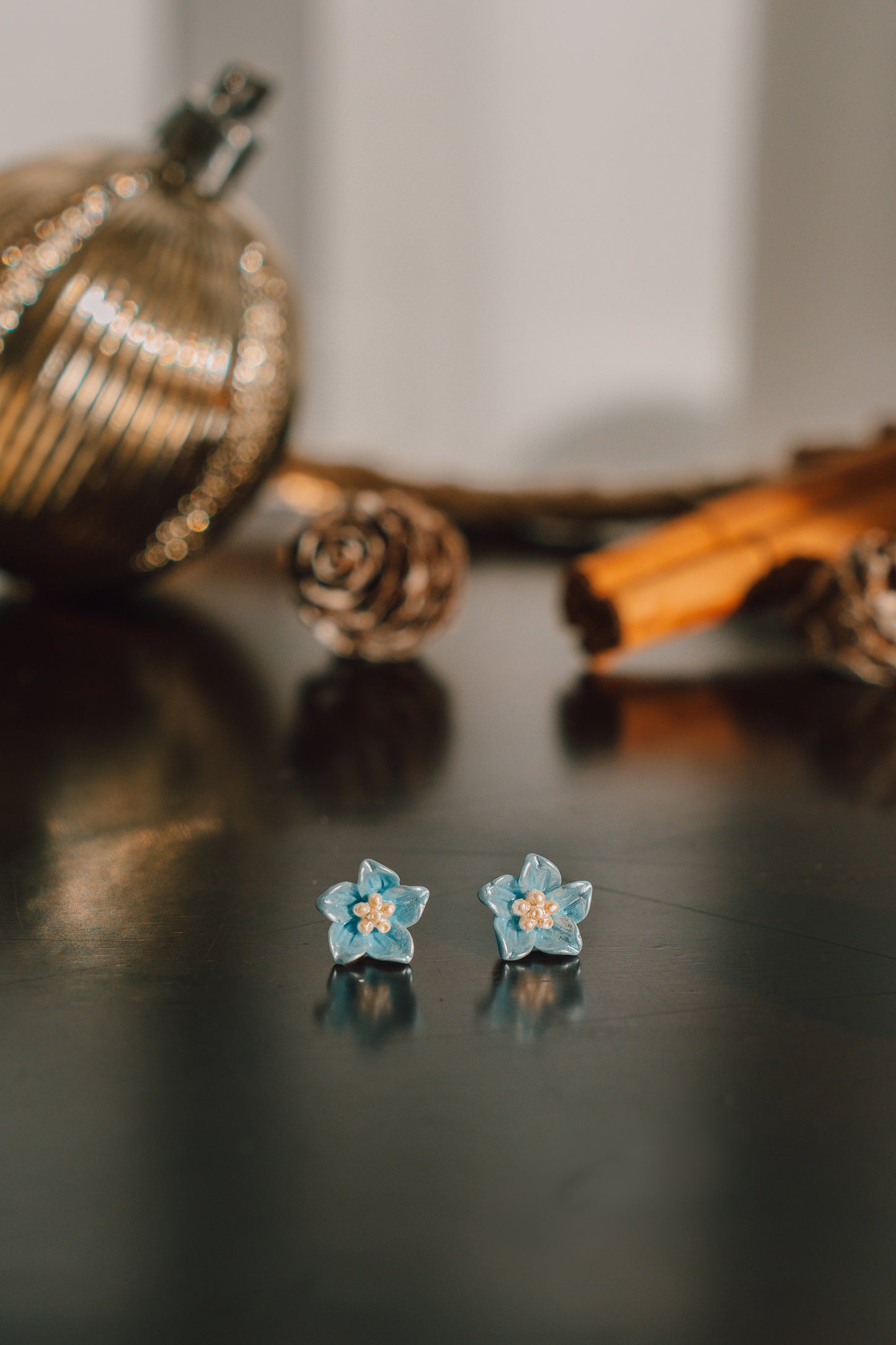 925 Silver Floriane Floral Studs (Petal Blue)