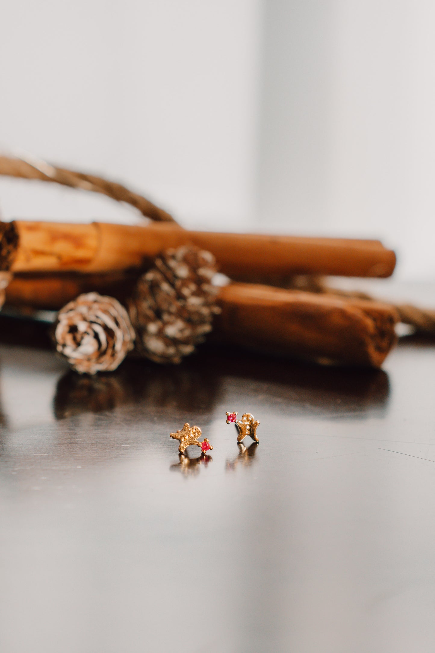 18k Gold Gingerbread Man Studs