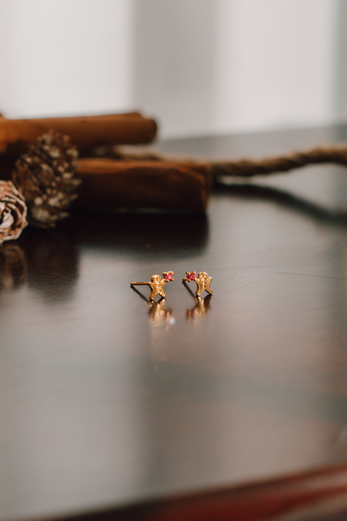 18k Gold Gingerbread Man Studs