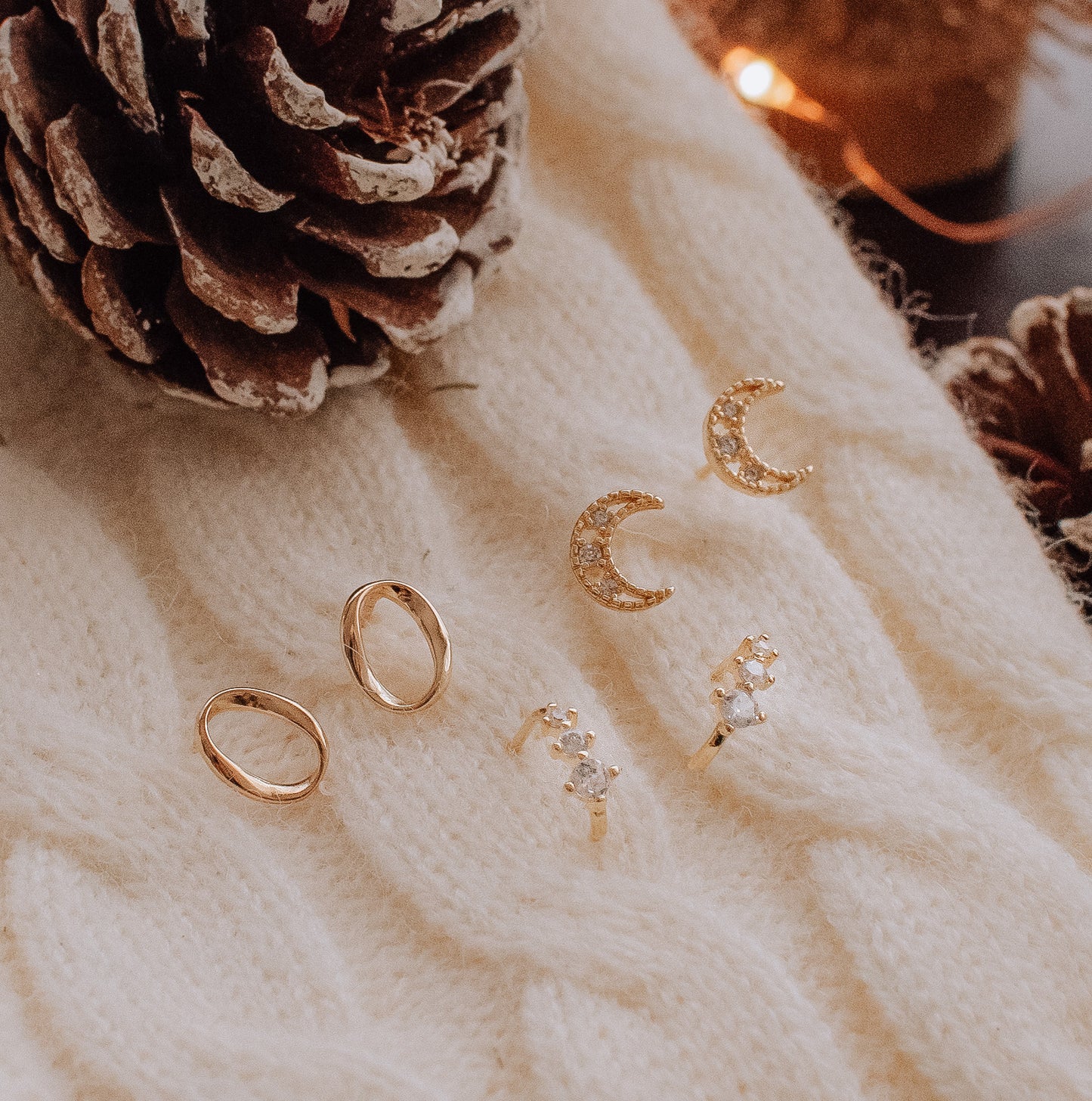 925 Silver Frederica Moon Earrings (Studs)