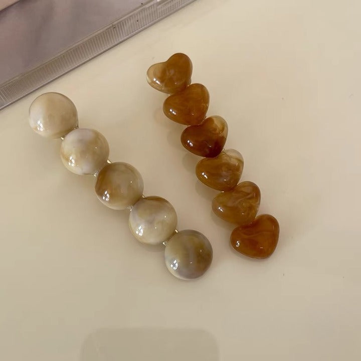 Set of 2 Pins in Milk and Leather