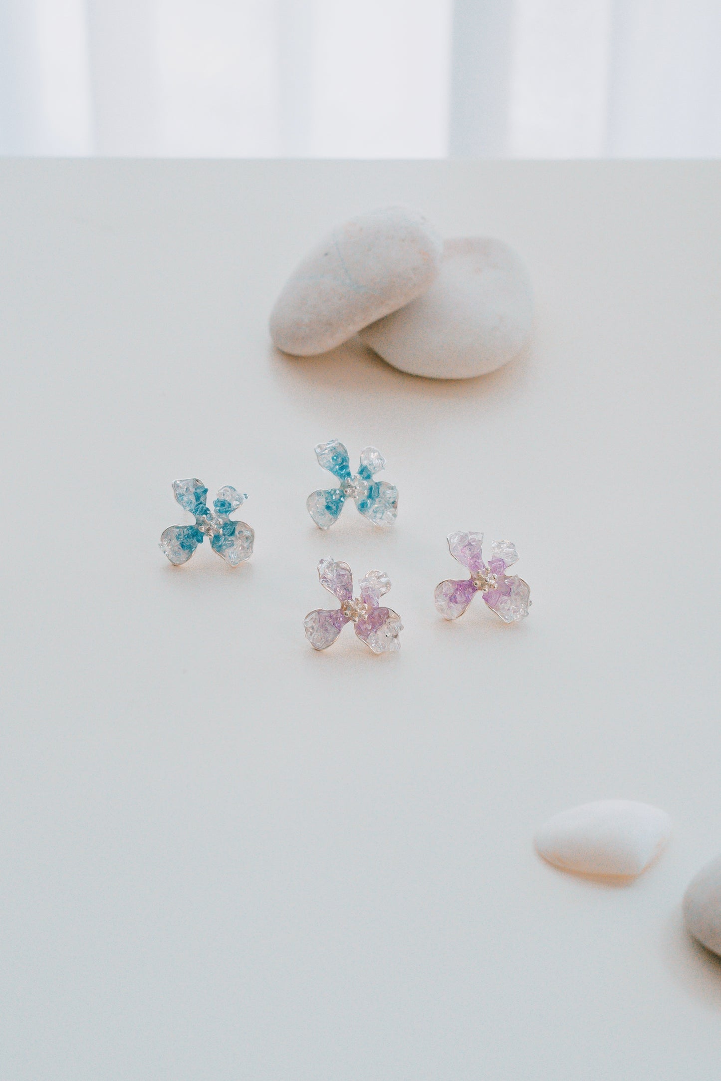 925 Silver Hanley Floral Earrings (Lavender)