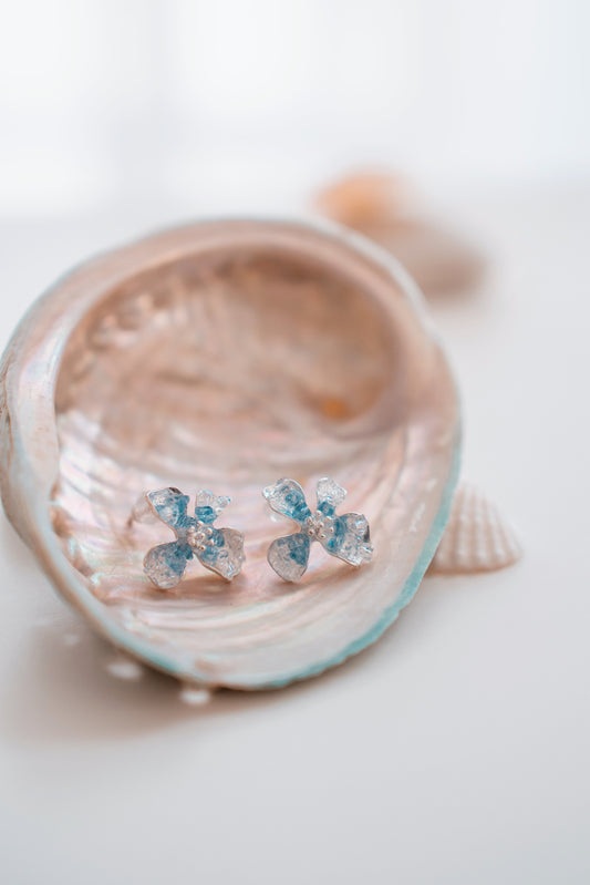 925 Silver Hanley Floral Earrings (Birch Blue)